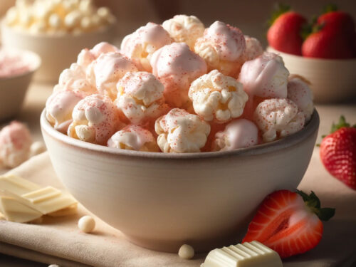 WHITE CHOCOLATE & STRAWBERRY CREAM POPCORN